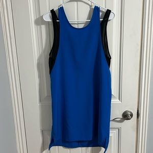 Lush Blue Slip Dress with Mesh Details